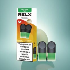 Relx Pod Pro 2 Vape Device Menthe-Menthol Plus 18mg/ml Nicotine avec 600 bouffées, 1.9ml de capacité, 2 ou 3 pods/paquet